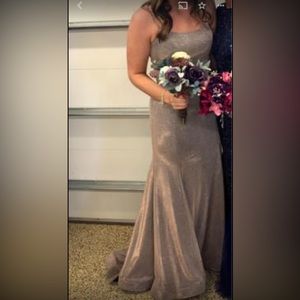 BLUSH prom dress- silver size 6/8